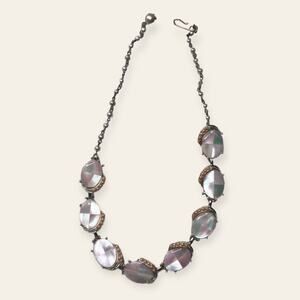 Vintage Mother of Pearl or Abalone Shell & Faux Pearl Necklace